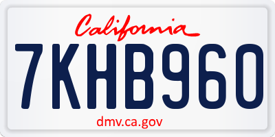 CA license plate 7KHB960