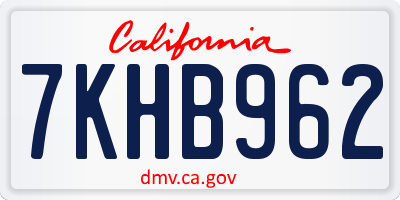 CA license plate 7KHB962