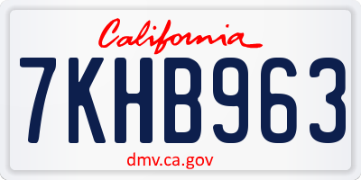 CA license plate 7KHB963