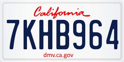 CA license plate 7KHB964