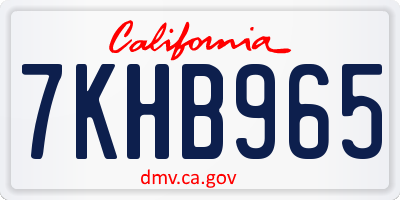 CA license plate 7KHB965