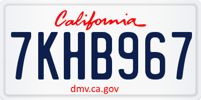 CA license plate 7KHB967