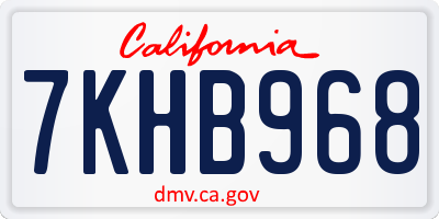 CA license plate 7KHB968