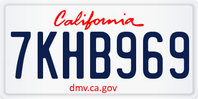 CA license plate 7KHB969