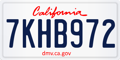 CA license plate 7KHB972