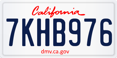 CA license plate 7KHB976