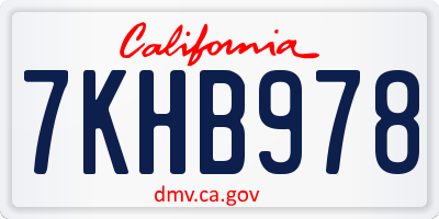 CA license plate 7KHB978