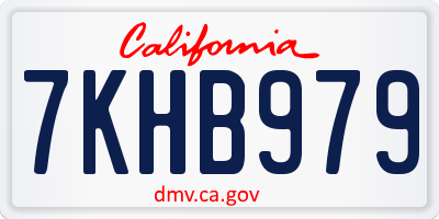CA license plate 7KHB979