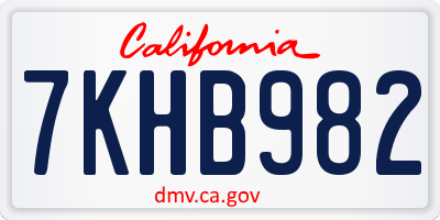 CA license plate 7KHB982