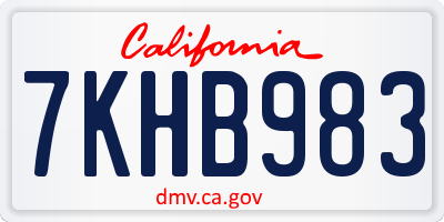 CA license plate 7KHB983