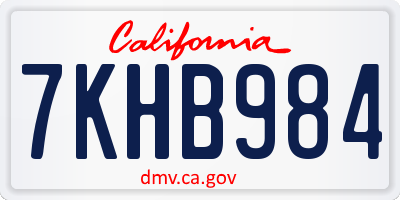 CA license plate 7KHB984