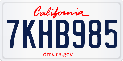 CA license plate 7KHB985