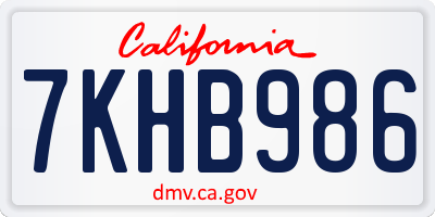 CA license plate 7KHB986