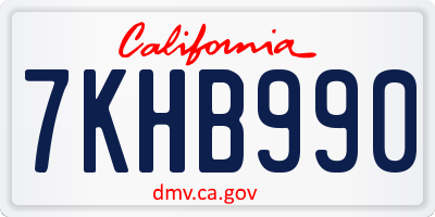 CA license plate 7KHB990