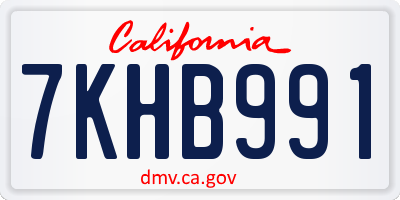 CA license plate 7KHB991