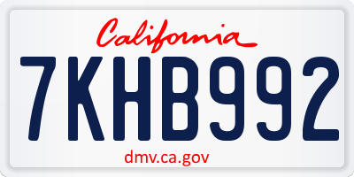 CA license plate 7KHB992