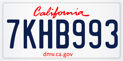 CA license plate 7KHB993