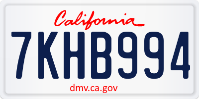 CA license plate 7KHB994