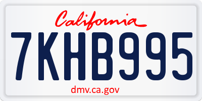 CA license plate 7KHB995