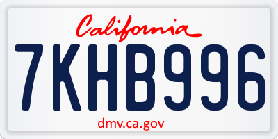 CA license plate 7KHB996