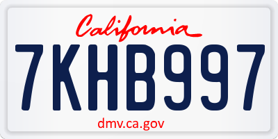 CA license plate 7KHB997