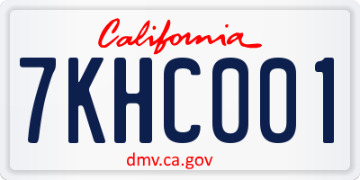 CA license plate 7KHC001