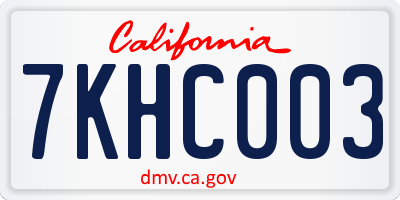CA license plate 7KHC003