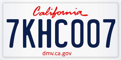 CA license plate 7KHC007