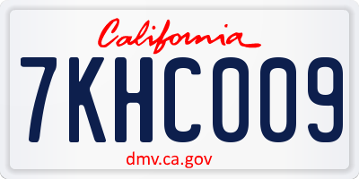 CA license plate 7KHC009