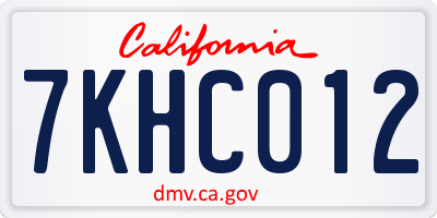 CA license plate 7KHC012