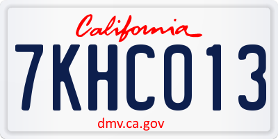 CA license plate 7KHC013