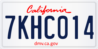 CA license plate 7KHC014