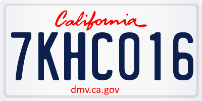 CA license plate 7KHC016