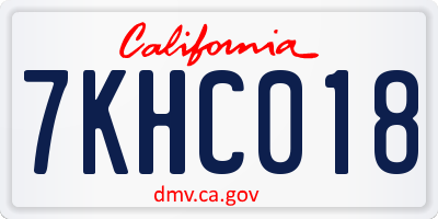 CA license plate 7KHC018