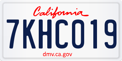 CA license plate 7KHC019