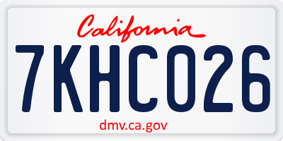 CA license plate 7KHC026