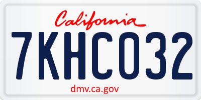 CA license plate 7KHC032