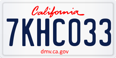 CA license plate 7KHC033