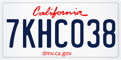 CA license plate 7KHC038