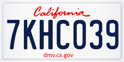 CA license plate 7KHC039