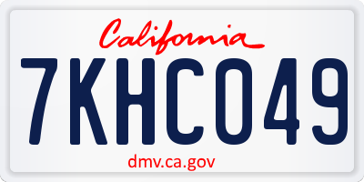 CA license plate 7KHC049