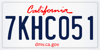 CA license plate 7KHC051
