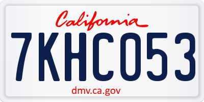 CA license plate 7KHC053