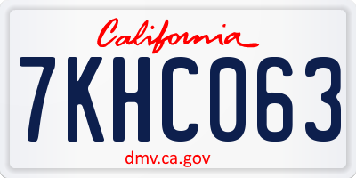 CA license plate 7KHC063