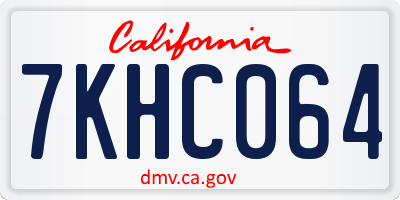 CA license plate 7KHC064