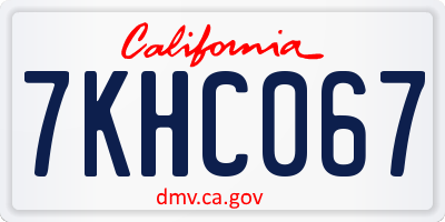 CA license plate 7KHC067