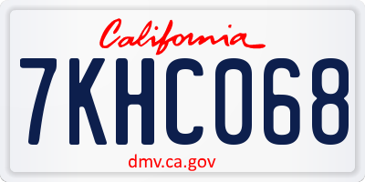 CA license plate 7KHC068