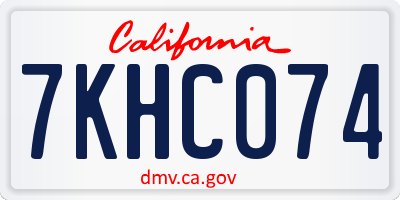 CA license plate 7KHC074