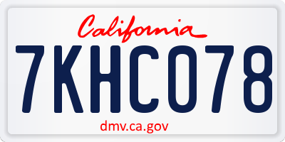 CA license plate 7KHC078