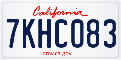 CA license plate 7KHC083